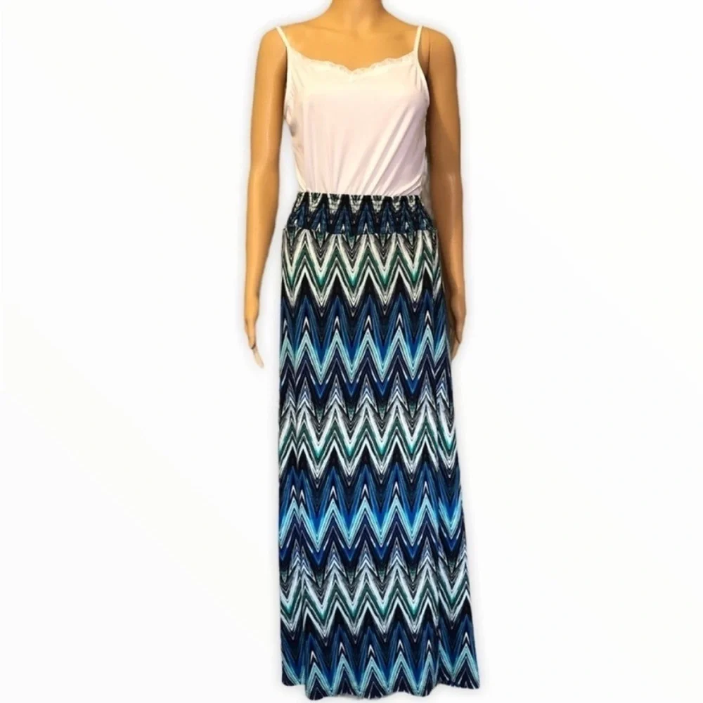 French Laundry Maxi Skirt Chevron Pattern Size L